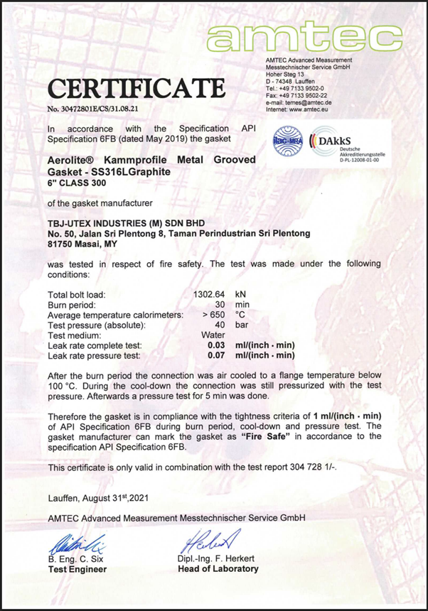 API 6FB Fire Safe & ISO 9001 Certified Gaskets | TBJ-UTEX
